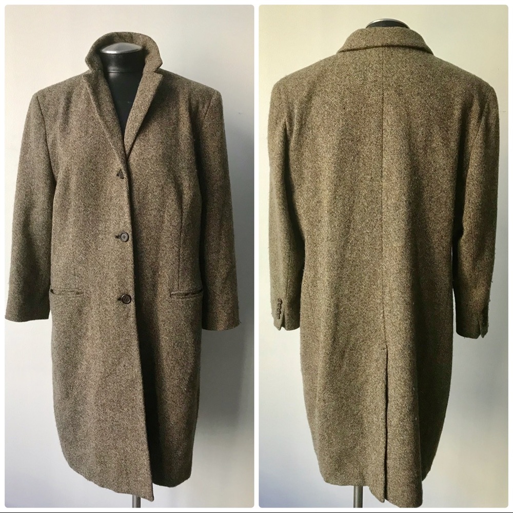 Ralph Lauren Brown Tweed Wool Coat Size 16W